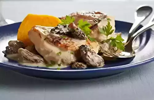 Chapon sauce aux morilles, flans de potiron