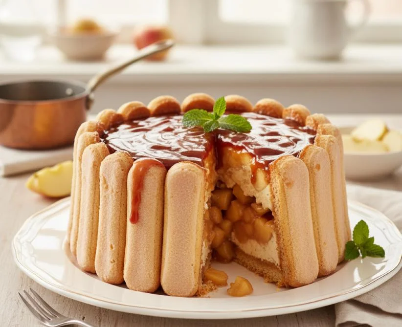 Charlotte aux pommes caramélisées