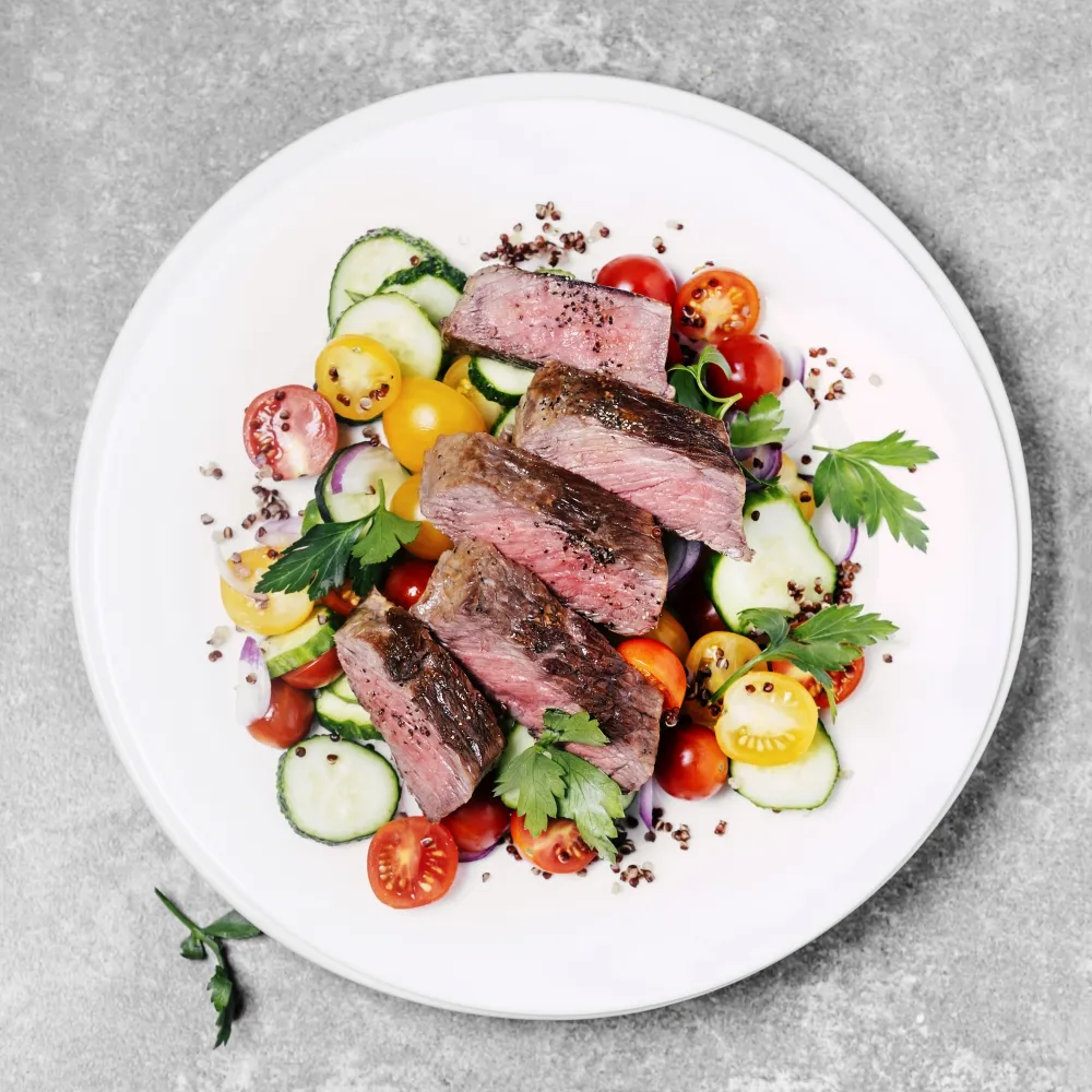 Chaud-froid de boeuf cuit à base température et légumes de saison