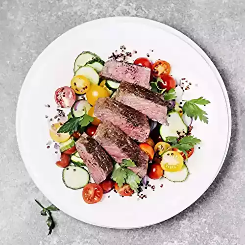 Chaud-froid de boeuf cuit à base température et légumes de saison