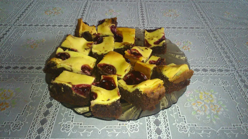 Cheesecake brownie chocolat cerise