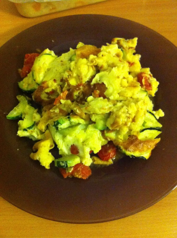 Clafoutis aux tomate, courgettes et boursin