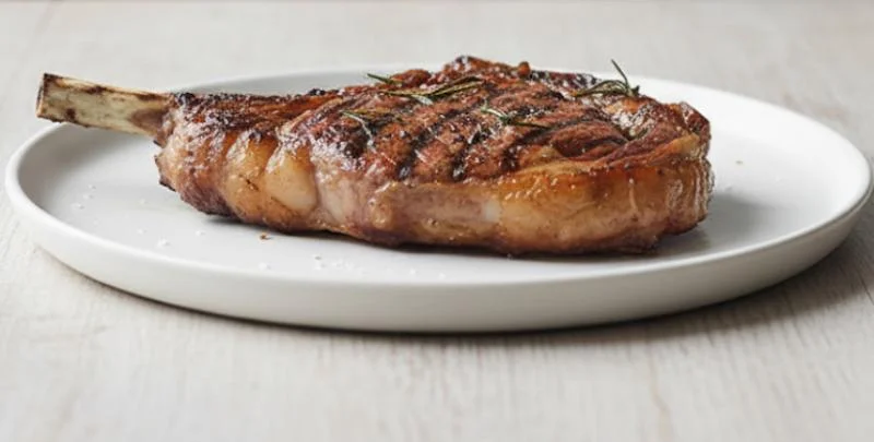 Côte de bœuf marinée aux oignons dorés