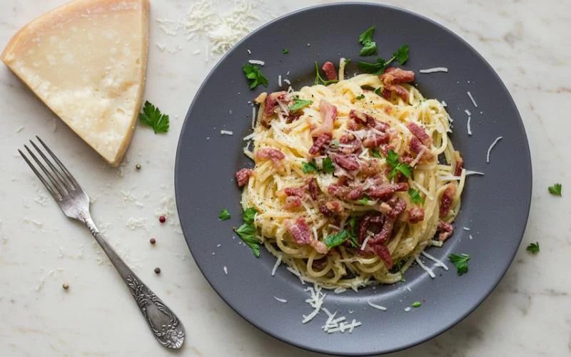 Courge spaghetti à la carbonara au Thermomix