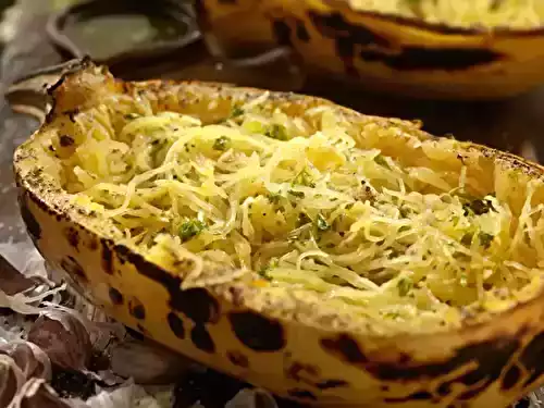 Courge spaghetti à la crème et aux lardons