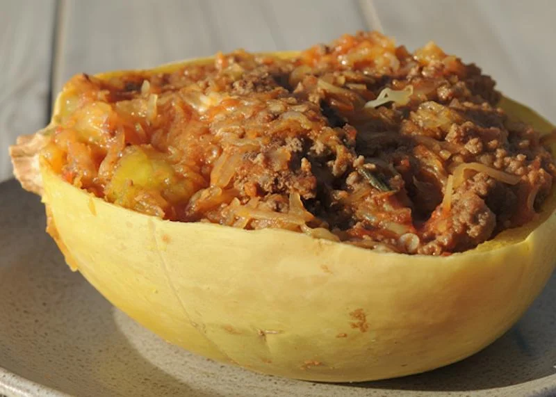 Courge spaghetti à la viande hachée