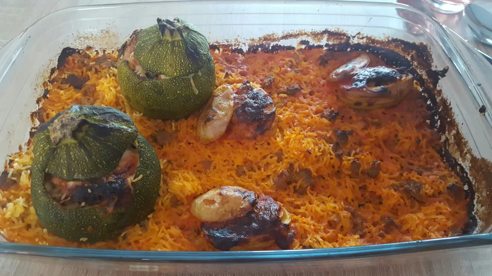 Courgettes rondes farcies à la viande parfum curry