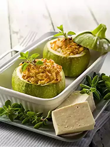 Courgettes rondes farcies au tofu et saumon fumé