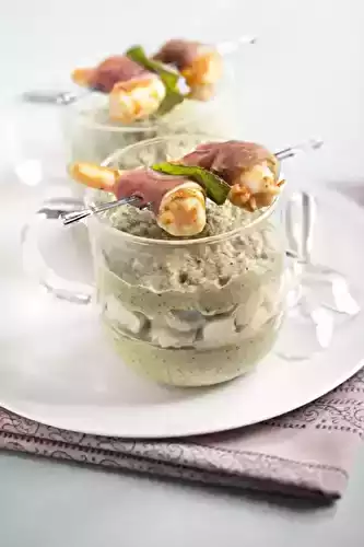 Crème de brocolis en verrine et son coeur d'artichaut