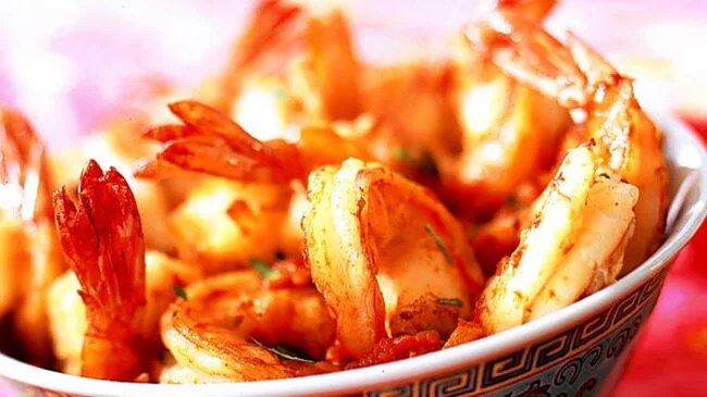 Crevettes sauce piquante au martini blanc