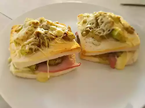 Croque courgette, menthe fraîche et jambon blanc