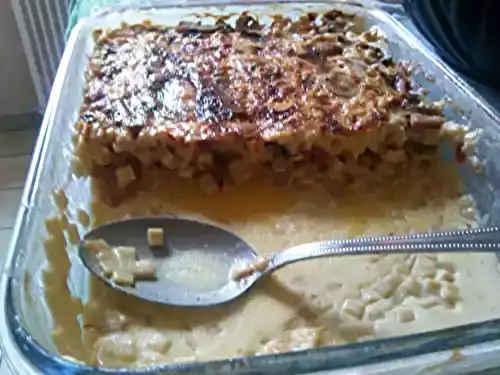 Crozets au reblochon, lardons et champignons