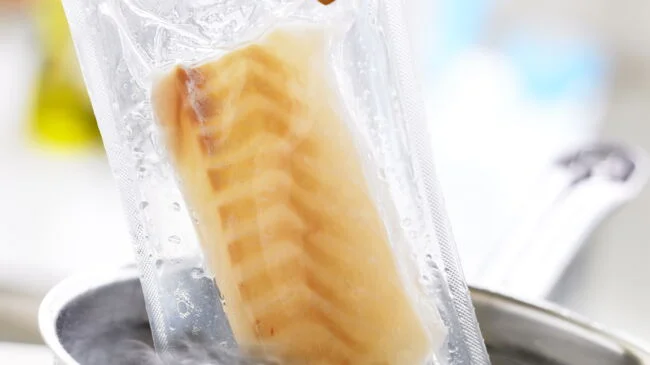 Cuisson de dos de cabillaud sous vide