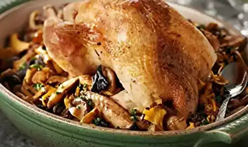 Dinde aux champignons et marrons fondants