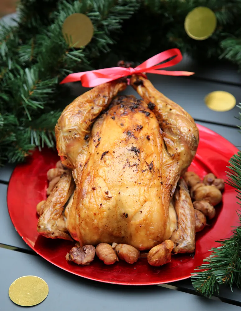 Dinde farcie accompagnée de marrons