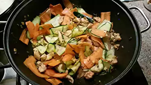 Escalopes de poulet asiatique et tagliatelles de légumes