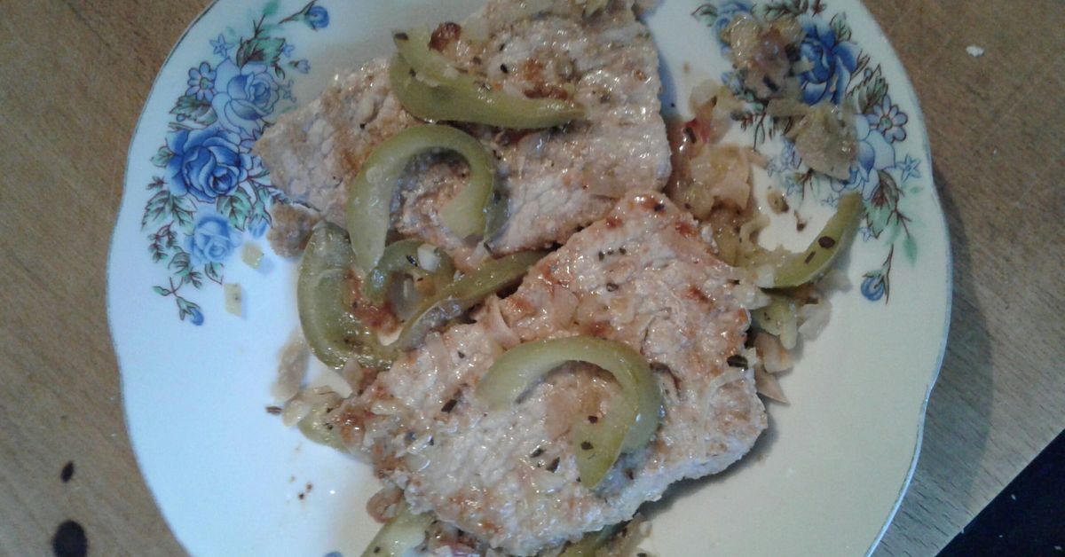 Escalopes de veau à la fondue de poivron