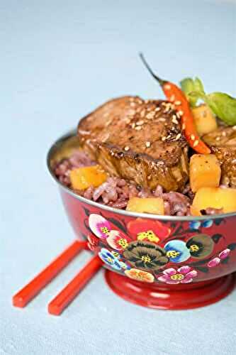 Filet mignon de porc à la mangue et au gingembre