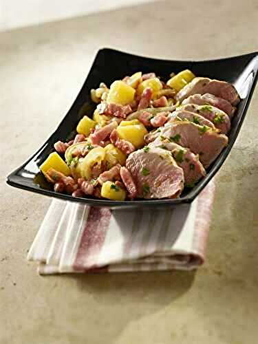 Filet mignon de porc au cidre et dés de lardons