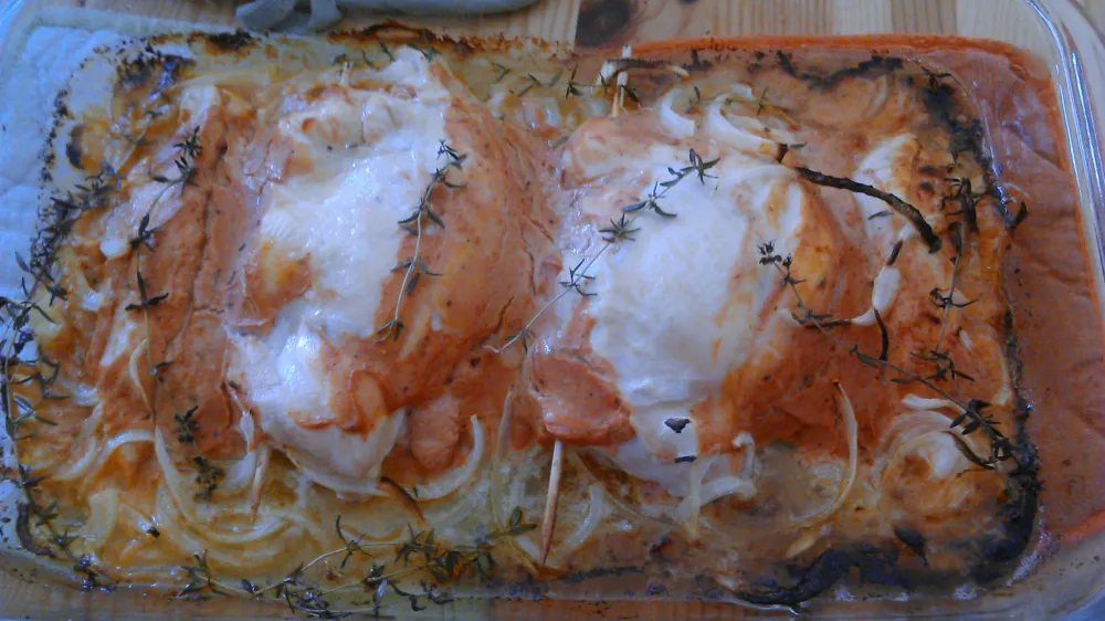 Filets de poulet fourrés au fromage frais et moutarde