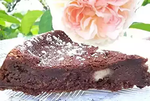 Fondant chocolat, poires et pâte d'amande de Jeanne