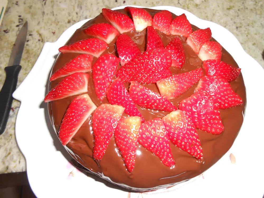 Gâteau aux fraises et chocolat