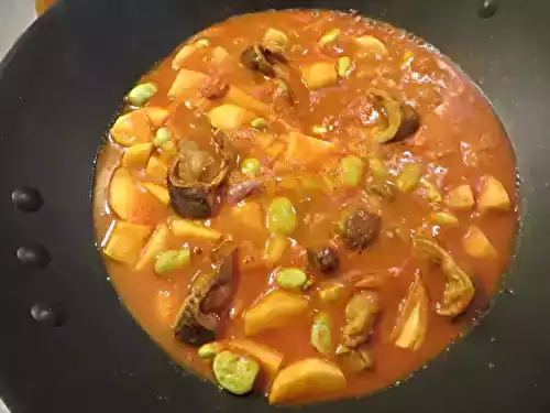 Gésiers au curry et fèves