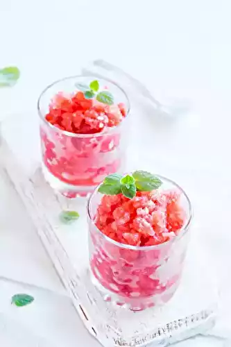 Granité aux fraises et menthe