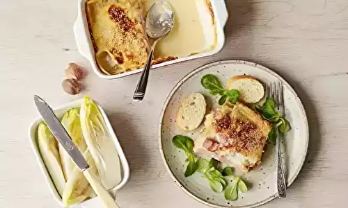 Gratin d’endives au jambon et béchamel onctueuse