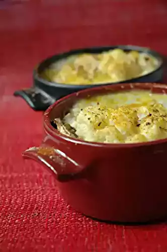 Gratin de chou fleur au thon et aux champignons