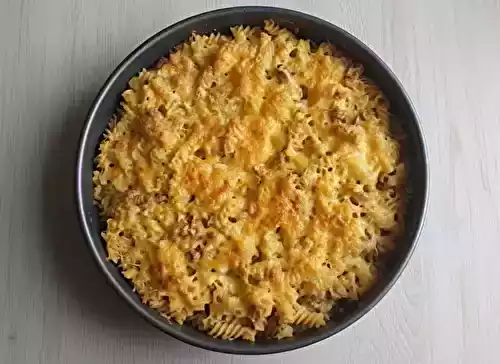 Gratin de pâtes aux champignons au morbier