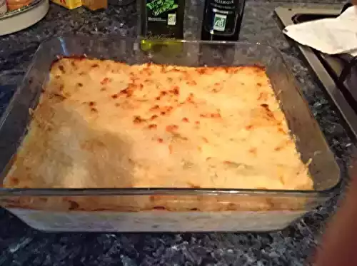 Gratin de ravioles au saumon et au chèvre