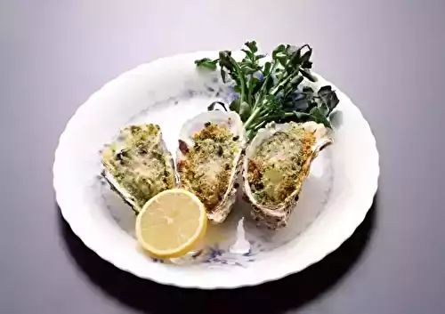 Huîtres gratinées à l'emmental, persil et ail