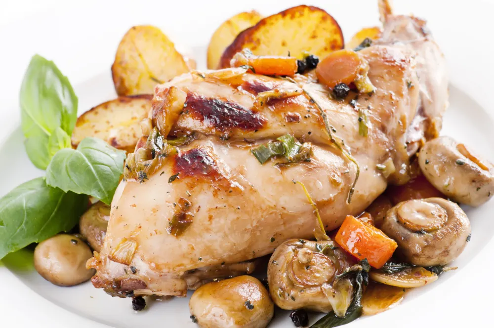 Lapin au vin blanc et aux champignons