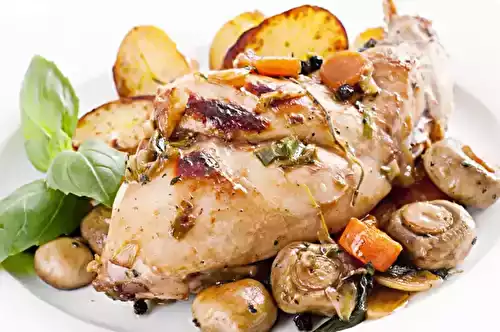 Lapin au vin blanc et aux champignons