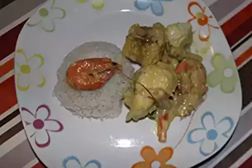 Lotte et crevettes au curry