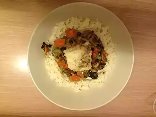 Lotte mijotée au curry de légumes