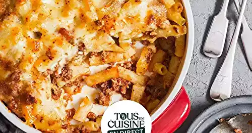 Macaroni au ragoût à la tomate, mozzarella de Cyril Lignac