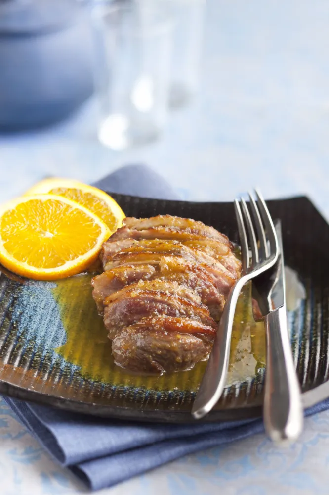 Magret de canard à l' érable et aux oranges