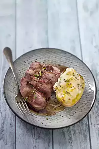 Magret de canard et pommes de terre au chèvre