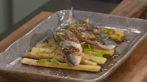 Maquereaux et rhubarbe au four par Laurent Mariotte