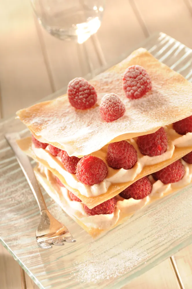 Mille-feuilles de brick aux fraises ou aux framboises