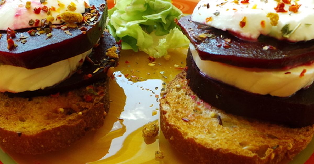 Millefeuille betteraves-mozzarella