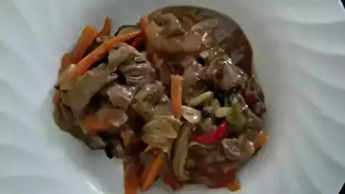 Mon boeuf chinois aux oignons et légumes sautés