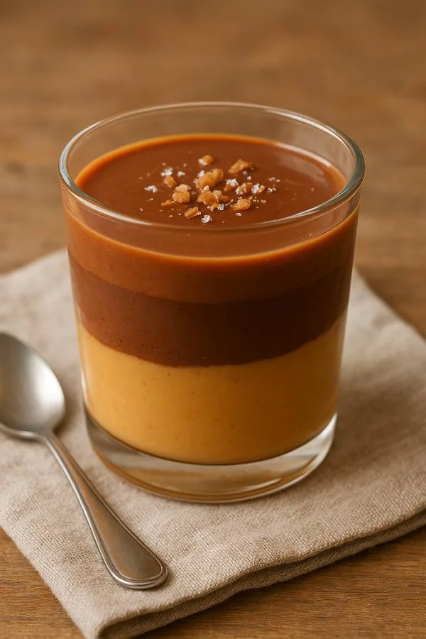 Mousse au caramel, chocolat au lait et touche de sel