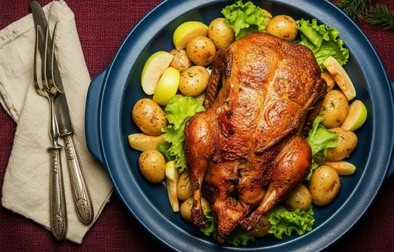 Oie rôtie aux pommes