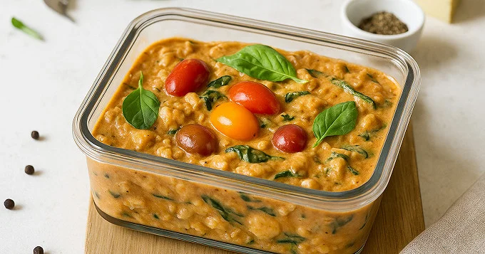 Orzo tomates épinards express micro-ondes