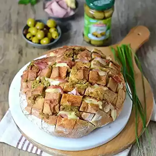 Pain hérisson au pesto d’olives vertes