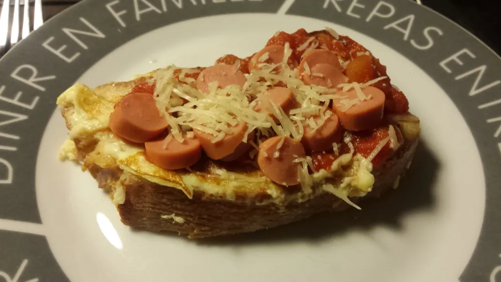 Pain perdu salé tomate saucisse