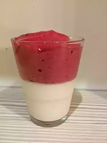 Panacotta vanille et espuma de fruits rouges
